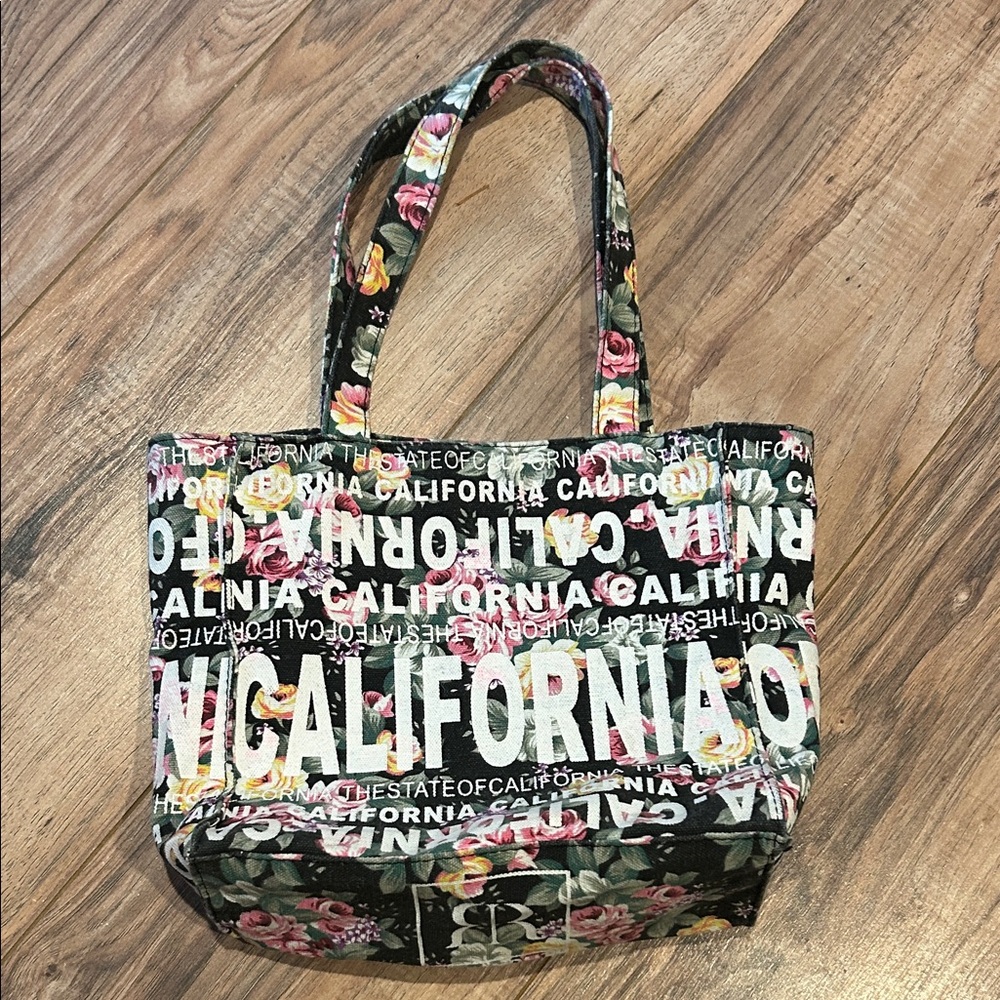 Robin Ruth Black California Canvas Floral Tote Bag